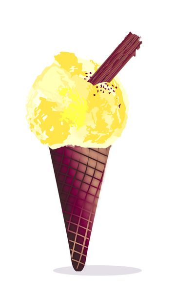 Мороженое с шоколадной хлопьями
 - Вектор,изображение