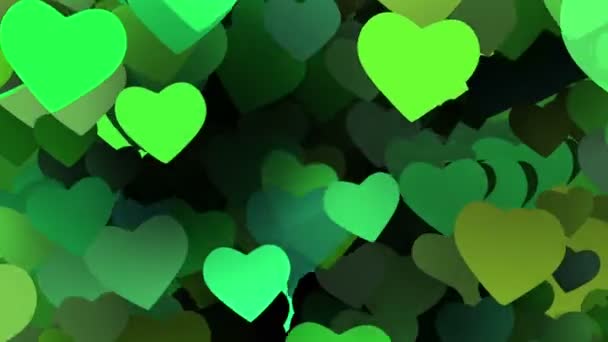 Flying hearts in green colors - Footage, Video