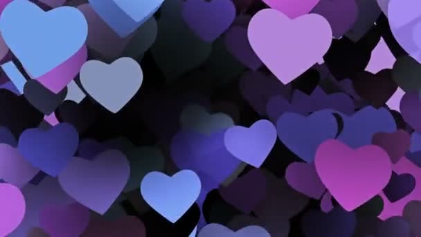 Flying hearts in blue and purple colors - Footage, Video