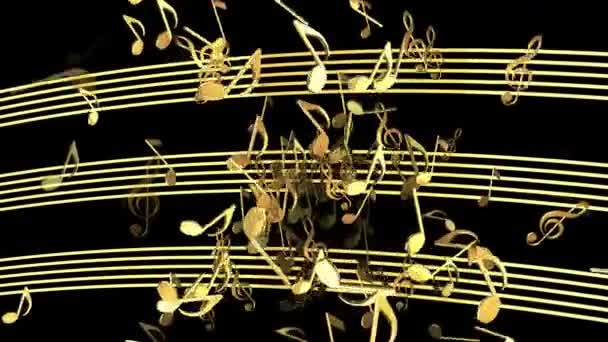 Notas musicales voladoras abstractas en color dorado
 - Metraje, vídeo