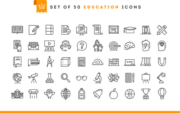 zestaw 50 ikon edukacji - Wektor, obraz