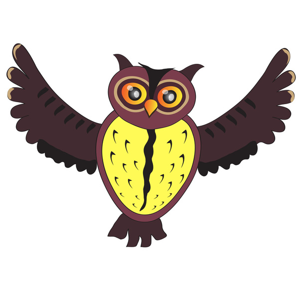 Cartoon flying Owl (vector version) - Вектор,изображение