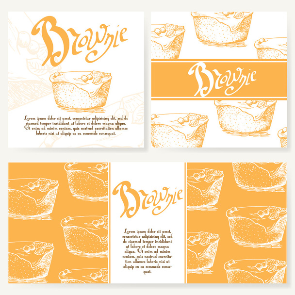 Cafe menu with hand drawn design. Dessert restaurant menu template. Set of cards for corporate identity. Vector illustration - Vector, Image