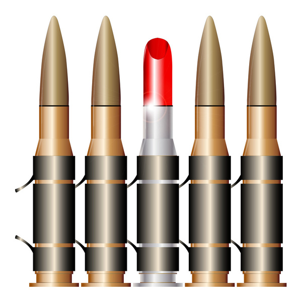 Bullet Belt With Lipstick - Vector, Image