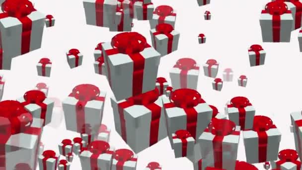 fliegende Geschenkboxen in weiß auf weiß - Filmmaterial, Video