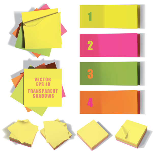 Set of sticky notes. Vector illustration with transparencies. Eps 10. - Vector, Image