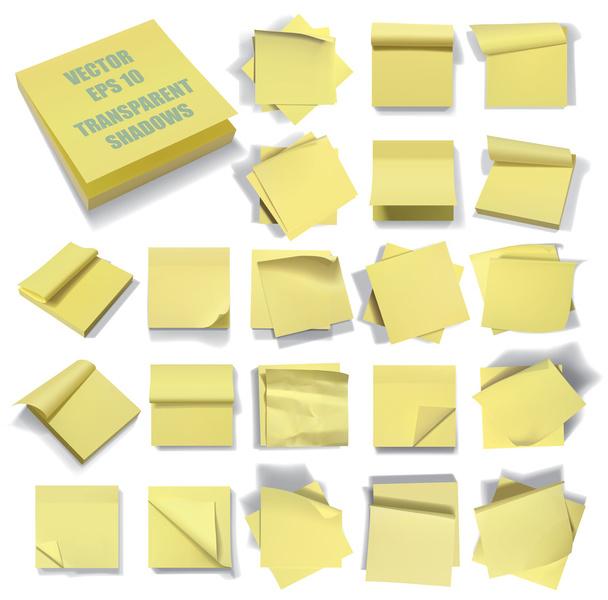 Set of sticky notes. Transparent shadows. Vector illustration. Eps 10. - Vector, Image