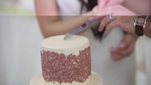 krájení svatebního dortu - Záběry, video