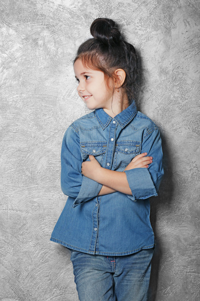 Portrait of little fashion kid girl - Fotó, kép