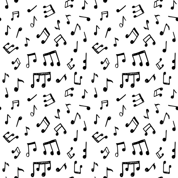 pattern with hand drawn music notes. - Vector, Image