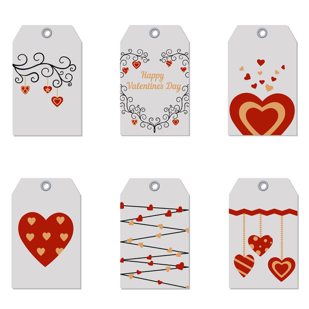 Set of Happy Valentine's Day gift tags. - Вектор,изображение