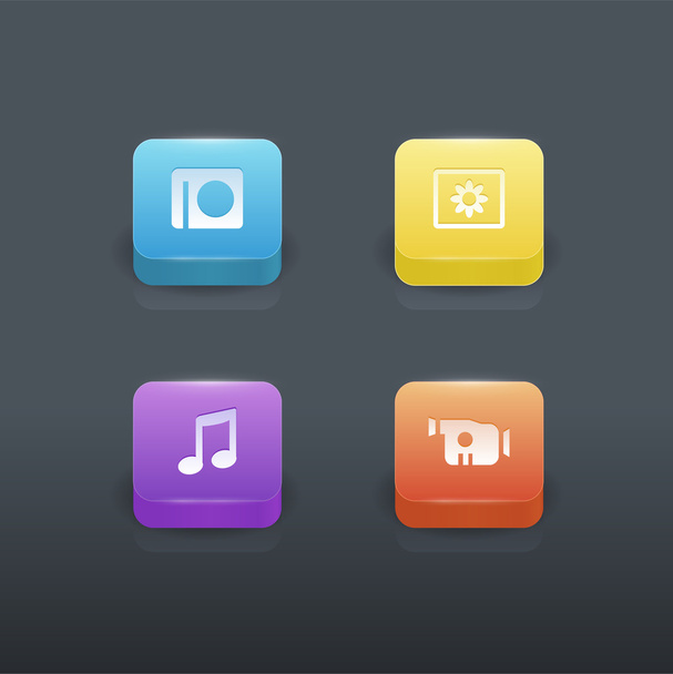 Colorful buttons set with icons - Wektor, obraz