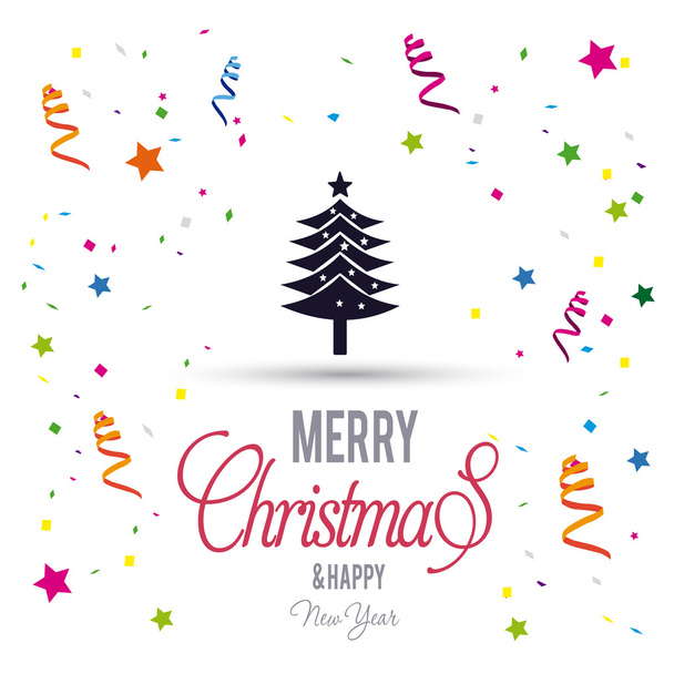 Merry Christmas card with fir tree - Vektör, Görsel