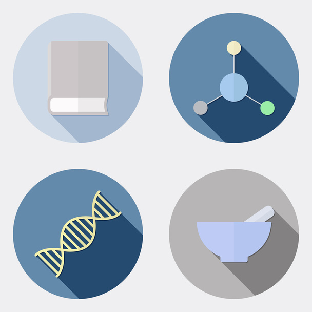Iconos de investigación científica de diseño plano con sombra larga 2
 - Vector, imagen