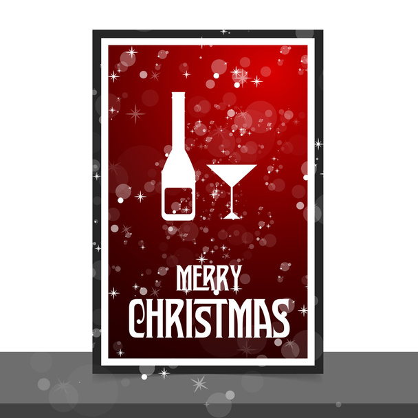 Christmas card with champagne icon - ベクター画像