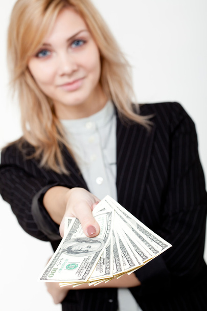Beauty woman with dollars - Photo, Image