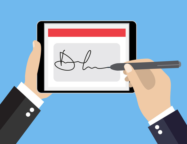 Digitális aláírás-ra tabletta - Vektor, kép