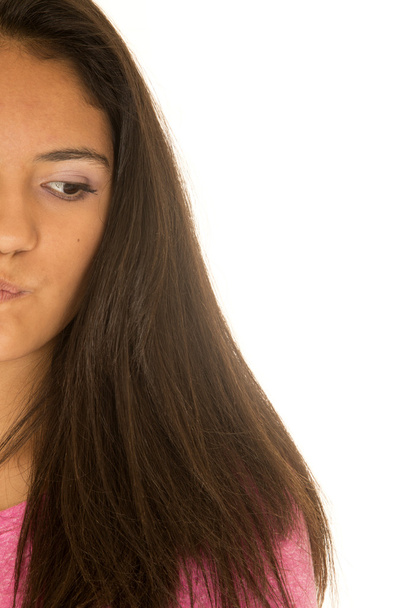 Portrait of half of Hispanic teen girl's face - Foto, Imagem