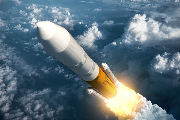 Lading lancering raket opstijgt - Foto, afbeelding