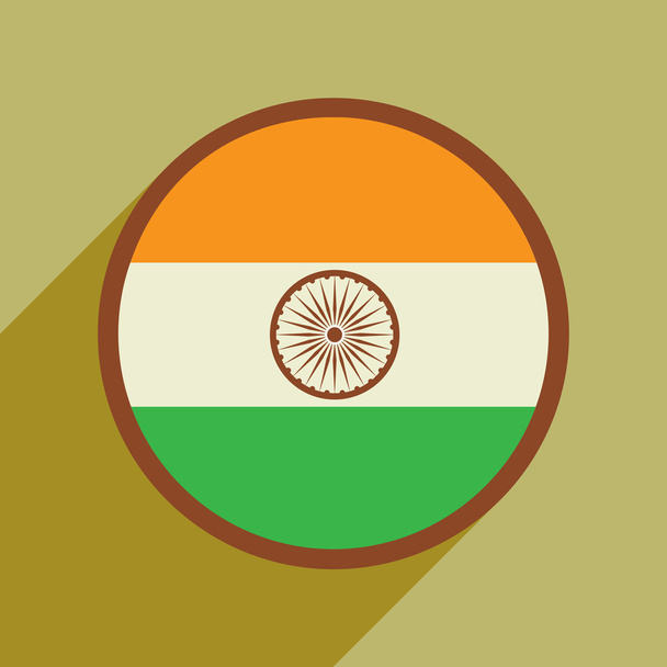 Hindistan uzun gölge bayrağı ile modern düz simgesi - Vektör, Görsel