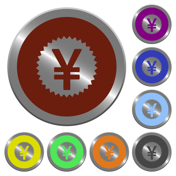 Color yen botones de etiqueta engomada
 - Vector, Imagen