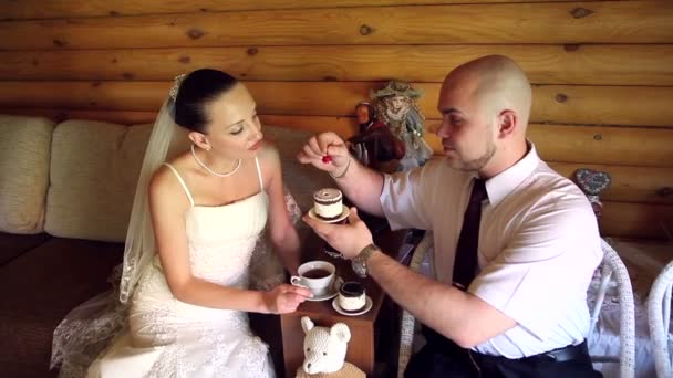 Bride And Groom Eat Cake - Filmagem, Vídeo