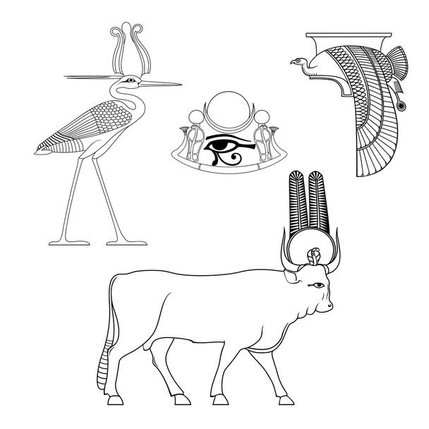 Zbiór egipski symbol starożytnego, amulet, egipski Sfinks - Wektor, obraz
