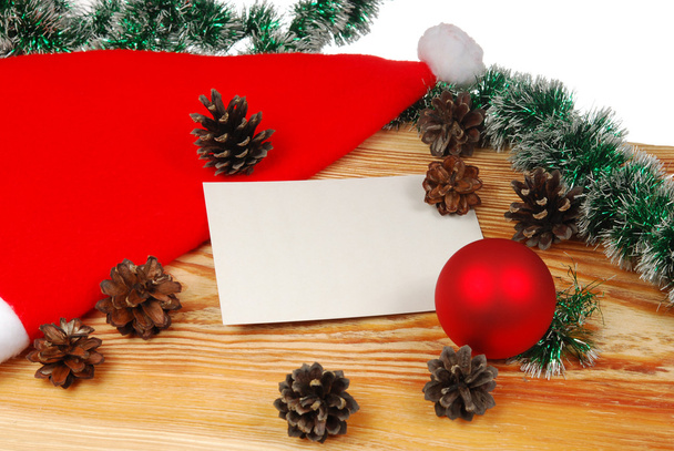 Рождественская открытка на деревянной доске
 - Фото, изображение
