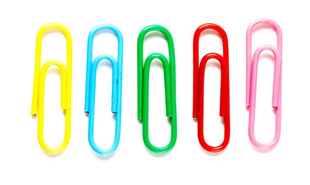 Writing paper clips on a white background - Photo, Image