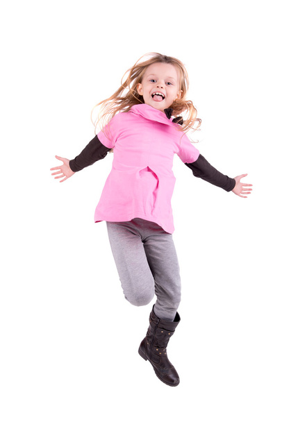 little girl jumping - Фото, изображение
