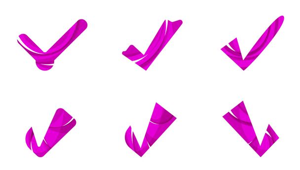 Set van abstracte Ok en tik icons, logo bedrijfsconcepten, schoon moderne geometrisch ontwerp - Vector, afbeelding
