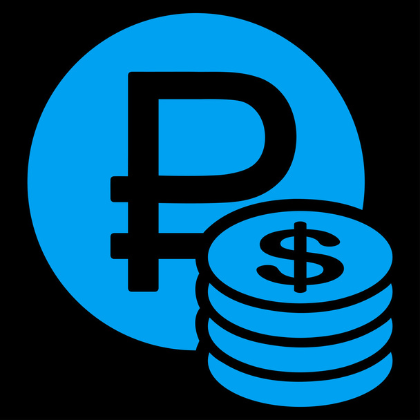 Rouble And Dollar Coins Icon - Vektor, Bild