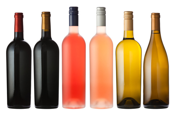 smíšené lahví vína na bílém pozadí - Fotografie, Obrázek