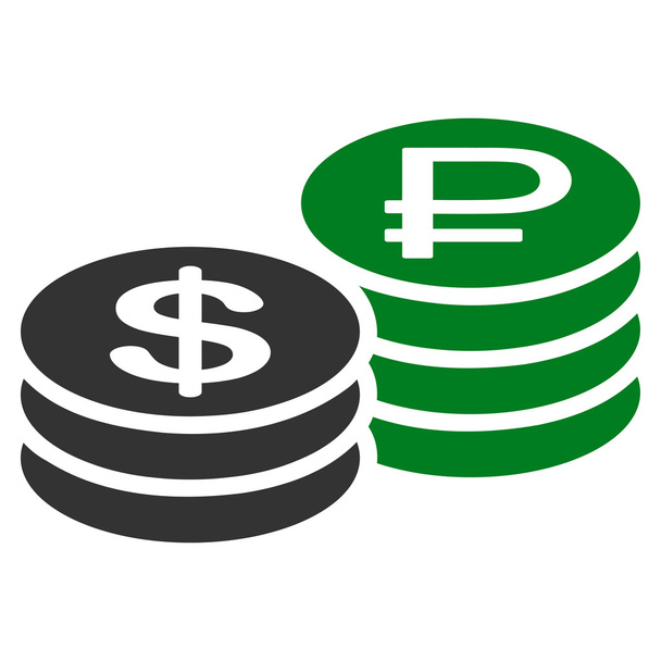 Rouble And Dollar Coins Icon - Vektor, obrázek