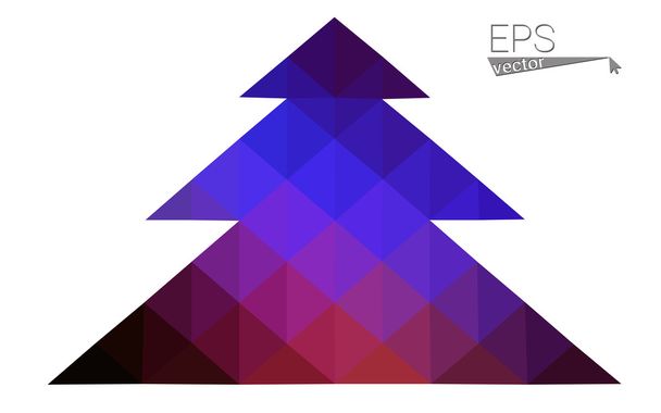 Azul escuro, vermelho baixo estilo poli árvore de natal vetor ilustração consistindo de triângulos. Origami poligonal triangular abstrato ou desenho de cristal da celebração de Ano Novo. Isolado sobre fundo branco
 - Vetor, Imagem