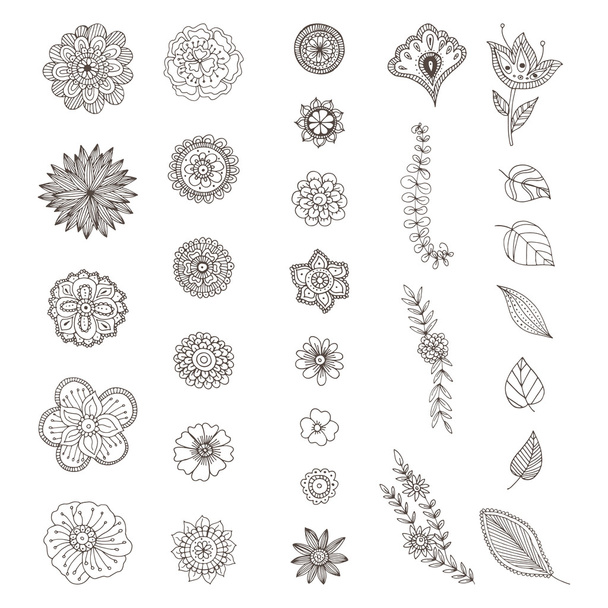 set of decorative floral elements - Vektor, kép
