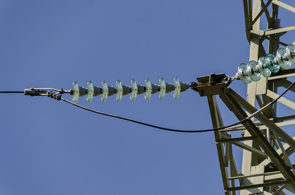 Bell-shaped insulator chain of electric power transmission line - Photo, Image