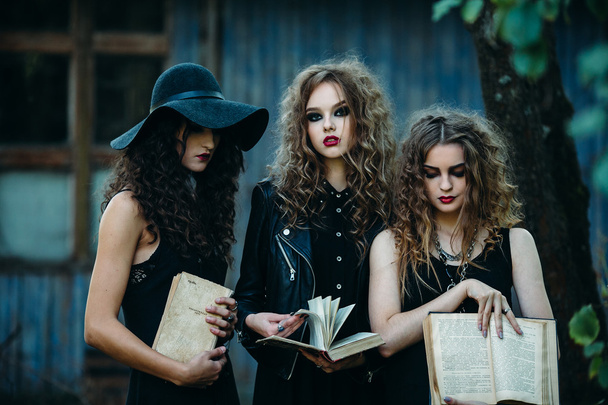 three vintage women as witches - Photo, Image