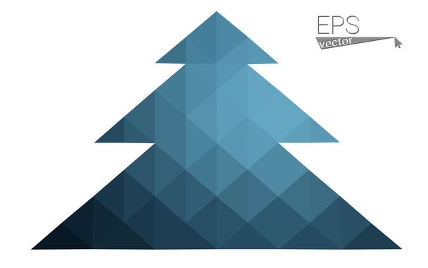 Koyu mavi düşük çokgen stilini Noel ağacı vektör çizim üçgen oluşan. Soyut üçgen poligon origami veya kristal tasarım yeni yıl kutlama. Beyaz arka plan üzerinde izole. - Vektör, Görsel