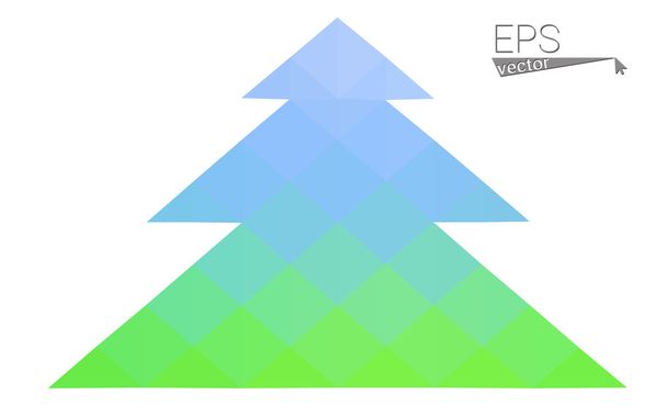 Mavi, yeşil üçgen oluşan düşük Poli stil Noel ağacı vektör çizim. Soyut üçgen poligon origami veya kristal tasarım yeni yıl kutlama. Beyaz arka plan üzerinde izole - Vektör, Görsel