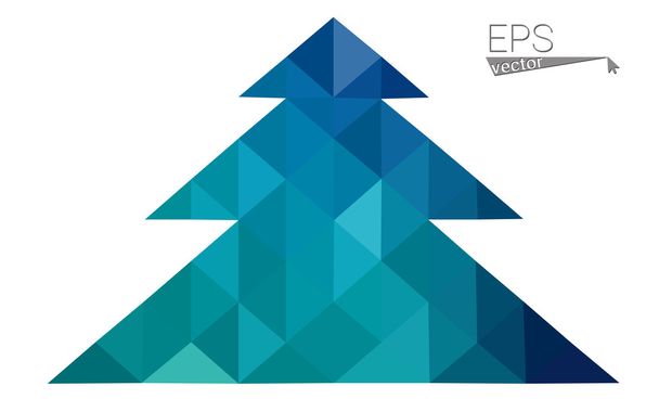 Mavi, yeşil üçgen oluşan düşük Poli stil Noel ağacı vektör çizim. Soyut üçgen poligon origami veya kristal tasarım yeni yıl kutlama. Beyaz arka plan üzerinde izole - Vektör, Görsel