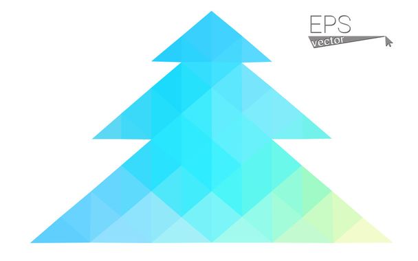 Blue, green low poly style christmas tree vector illustration consisting of triangles. Abstract triangular polygonal origami or crystal design of New Years celebration. Isolated on white background - Vector, Image