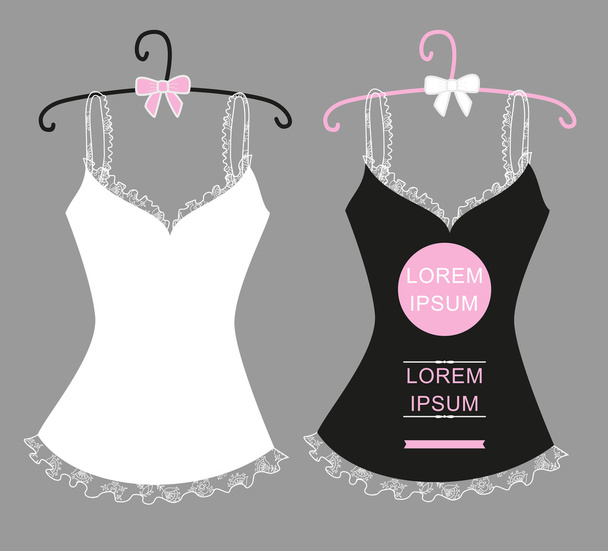 woman's negligee with lace on the rack - Vector, Image
