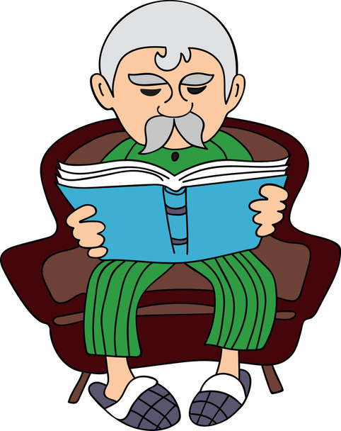 Vektor nagyapja egy könyvet olvas - Vektor, kép