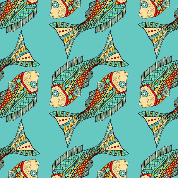 Zentangle fish background - Διάνυσμα, εικόνα