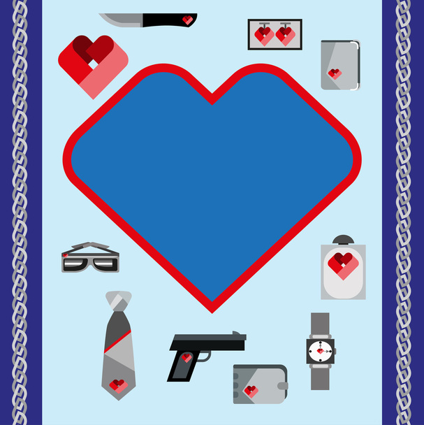 San Valentín Símbolos para hombre Accesorios Conjunto de iconos Diseño plano
 - Vector, imagen