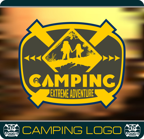 Camping extreme avontuur logo - Vector, afbeelding