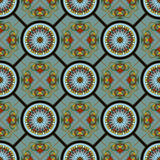 Glasraam. Naadloze elegante versiering patroon. Keramische tegels. Oriënteren traditionele sieraad. Oosterse en etnische kunst thema. Indiase motief - Vector, afbeelding