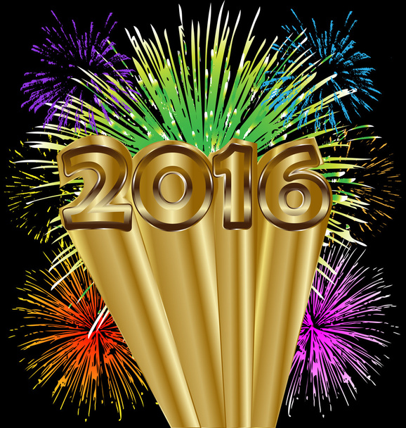 με πυροτεχνήματα το νέο έτος 2016 - Διάνυσμα, εικόνα