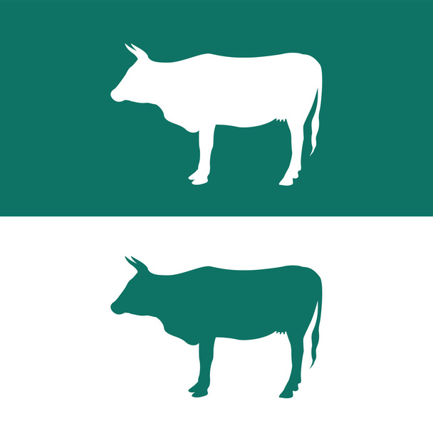 Grafika wektorowa krowy na białym i niebieskim tle,  - Wektor, obraz